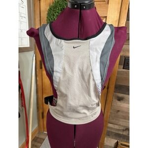 Nike Running Vest Unisex S/M Mesh Reflective Adjustable Gray Beige Breathable